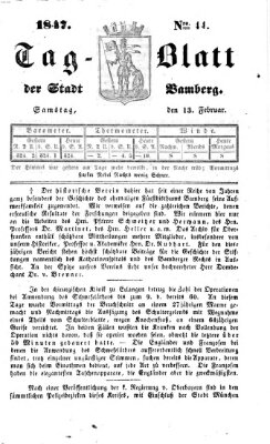 Tag-Blatt der Stadt Bamberg (Bamberger Tagblatt) Samstag 13. Februar 1847