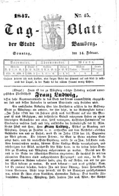 Tag-Blatt der Stadt Bamberg (Bamberger Tagblatt) Sonntag 14. Februar 1847