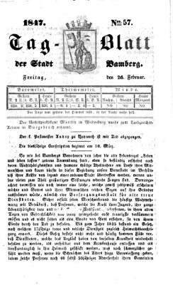 Tag-Blatt der Stadt Bamberg (Bamberger Tagblatt) Freitag 26. Februar 1847