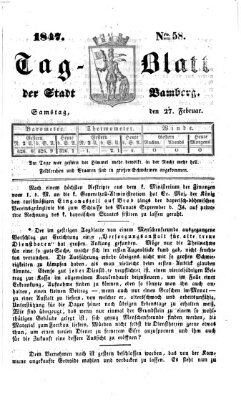 Tag-Blatt der Stadt Bamberg (Bamberger Tagblatt) Samstag 27. Februar 1847