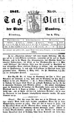 Tag-Blatt der Stadt Bamberg (Bamberger Tagblatt) Dienstag 9. März 1847