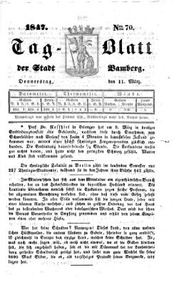 Tag-Blatt der Stadt Bamberg (Bamberger Tagblatt) Donnerstag 11. März 1847