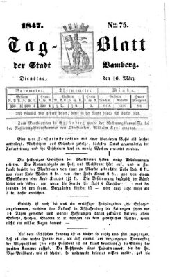 Tag-Blatt der Stadt Bamberg (Bamberger Tagblatt) Dienstag 16. März 1847