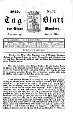 Tag-Blatt der Stadt Bamberg (Bamberger Tagblatt) Donnerstag 18. März 1847