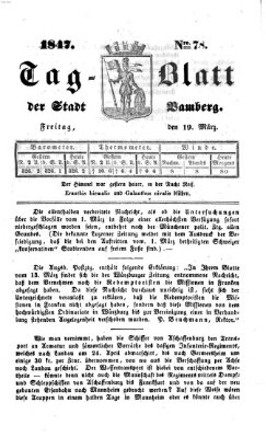 Tag-Blatt der Stadt Bamberg (Bamberger Tagblatt) Freitag 19. März 1847