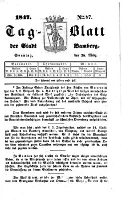 Tag-Blatt der Stadt Bamberg (Bamberger Tagblatt) Sonntag 28. März 1847