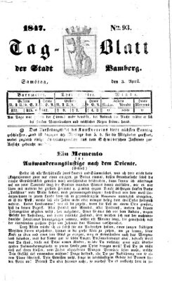 Tag-Blatt der Stadt Bamberg (Bamberger Tagblatt) Samstag 3. April 1847