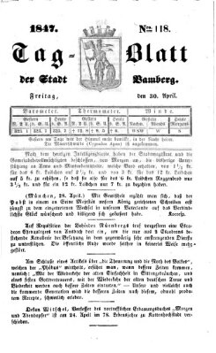 Tag-Blatt der Stadt Bamberg (Bamberger Tagblatt) Freitag 30. April 1847