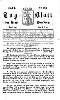 Tag-Blatt der Stadt Bamberg (Bamberger Tagblatt) Freitag 4. Juni 1847