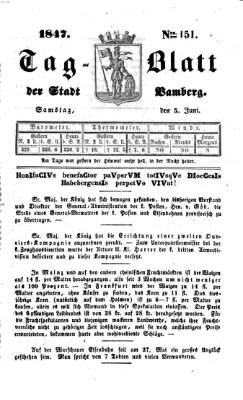 Tag-Blatt der Stadt Bamberg (Bamberger Tagblatt) Samstag 5. Juni 1847