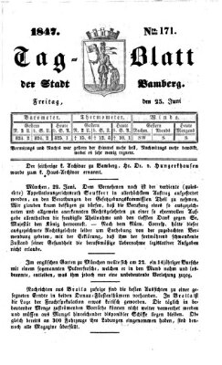 Tag-Blatt der Stadt Bamberg (Bamberger Tagblatt) Freitag 25. Juni 1847