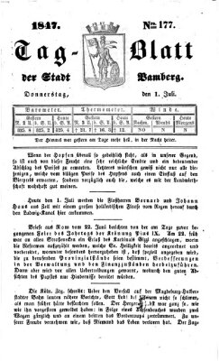 Tag-Blatt der Stadt Bamberg (Bamberger Tagblatt) Donnerstag 1. Juli 1847