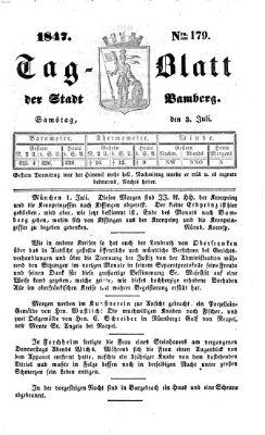 Tag-Blatt der Stadt Bamberg (Bamberger Tagblatt) Samstag 3. Juli 1847