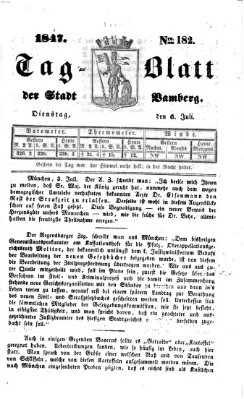 Tag-Blatt der Stadt Bamberg (Bamberger Tagblatt) Dienstag 6. Juli 1847