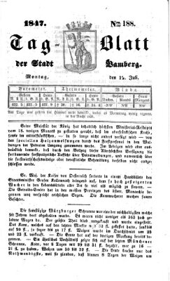 Tag-Blatt der Stadt Bamberg (Bamberger Tagblatt) Montag 12. Juli 1847