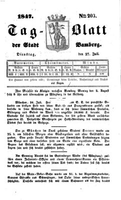 Tag-Blatt der Stadt Bamberg (Bamberger Tagblatt) Dienstag 27. Juli 1847