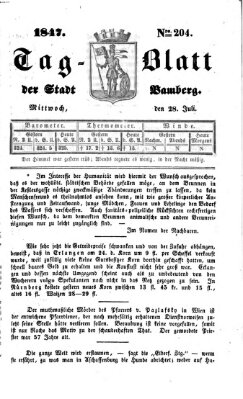 Tag-Blatt der Stadt Bamberg (Bamberger Tagblatt) Mittwoch 28. Juli 1847