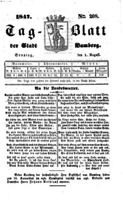 Tag-Blatt der Stadt Bamberg (Bamberger Tagblatt) Sonntag 1. August 1847