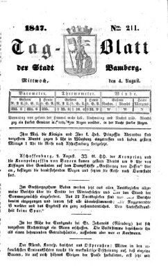 Tag-Blatt der Stadt Bamberg (Bamberger Tagblatt) Mittwoch 4. August 1847