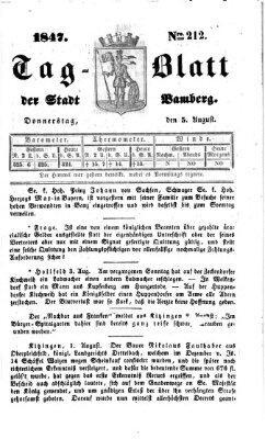 Tag-Blatt der Stadt Bamberg (Bamberger Tagblatt) Donnerstag 5. August 1847