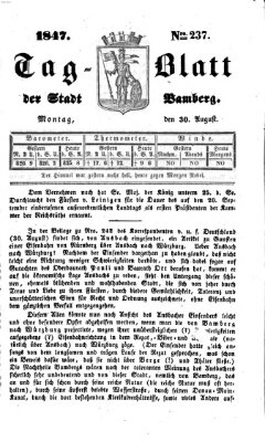 Tag-Blatt der Stadt Bamberg (Bamberger Tagblatt) Montag 30. August 1847