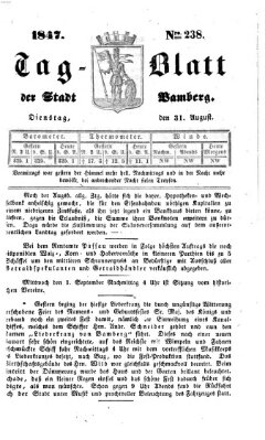 Tag-Blatt der Stadt Bamberg (Bamberger Tagblatt) Dienstag 31. August 1847