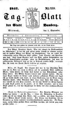 Tag-Blatt der Stadt Bamberg (Bamberger Tagblatt) Mittwoch 1. September 1847