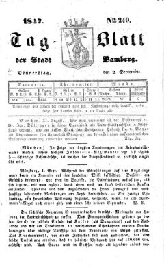 Tag-Blatt der Stadt Bamberg (Bamberger Tagblatt) Donnerstag 2. September 1847