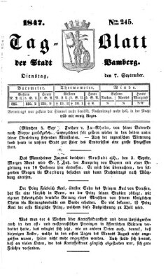 Tag-Blatt der Stadt Bamberg (Bamberger Tagblatt) Dienstag 7. September 1847