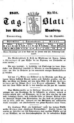 Tag-Blatt der Stadt Bamberg (Bamberger Tagblatt) Donnerstag 16. September 1847