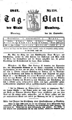 Tag-Blatt der Stadt Bamberg (Bamberger Tagblatt) Montag 20. September 1847