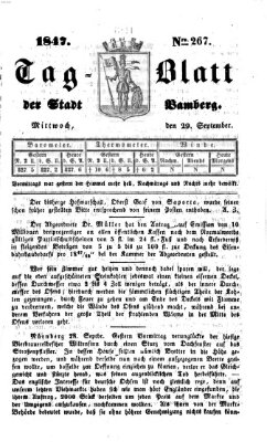 Tag-Blatt der Stadt Bamberg (Bamberger Tagblatt) Mittwoch 29. September 1847