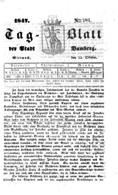 Tag-Blatt der Stadt Bamberg (Bamberger Tagblatt) Mittwoch 13. Oktober 1847