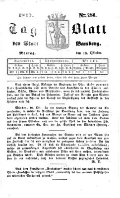 Tag-Blatt der Stadt Bamberg (Bamberger Tagblatt) Montag 18. Oktober 1847