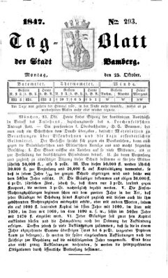 Tag-Blatt der Stadt Bamberg (Bamberger Tagblatt) Montag 25. Oktober 1847