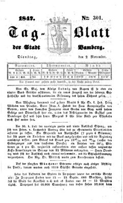 Tag-Blatt der Stadt Bamberg (Bamberger Tagblatt) Dienstag 2. November 1847