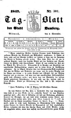 Tag-Blatt der Stadt Bamberg (Bamberger Tagblatt) Mittwoch 3. November 1847