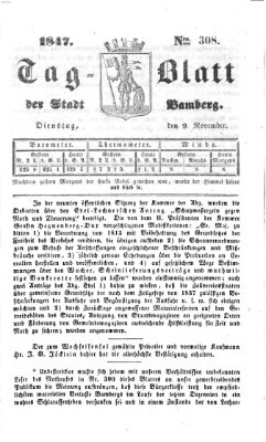 Tag-Blatt der Stadt Bamberg (Bamberger Tagblatt) Dienstag 9. November 1847