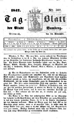 Tag-Blatt der Stadt Bamberg (Bamberger Tagblatt) Mittwoch 10. November 1847