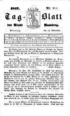 Tag-Blatt der Stadt Bamberg (Bamberger Tagblatt) Sonntag 14. November 1847