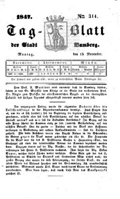 Tag-Blatt der Stadt Bamberg (Bamberger Tagblatt) Montag 15. November 1847