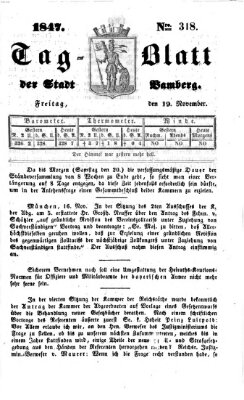 Tag-Blatt der Stadt Bamberg (Bamberger Tagblatt) Freitag 19. November 1847