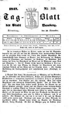 Tag-Blatt der Stadt Bamberg (Bamberger Tagblatt) Dienstag 30. November 1847