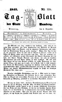 Tag-Blatt der Stadt Bamberg (Bamberger Tagblatt) Sonntag 5. Dezember 1847