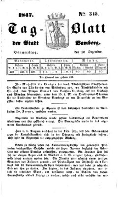 Tag-Blatt der Stadt Bamberg (Bamberger Tagblatt) Donnerstag 16. Dezember 1847