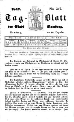 Tag-Blatt der Stadt Bamberg (Bamberger Tagblatt) Samstag 18. Dezember 1847