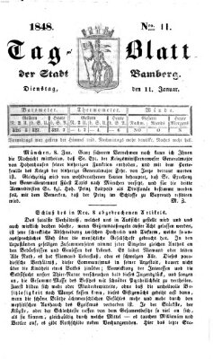 Tag-Blatt der Stadt Bamberg (Bamberger Tagblatt) Dienstag 11. Januar 1848