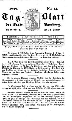 Tag-Blatt der Stadt Bamberg (Bamberger Tagblatt) Donnerstag 13. Januar 1848