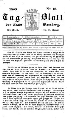 Tag-Blatt der Stadt Bamberg (Bamberger Tagblatt) Dienstag 18. Januar 1848