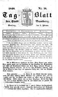 Tag-Blatt der Stadt Bamberg (Bamberger Tagblatt) Montag 7. Februar 1848